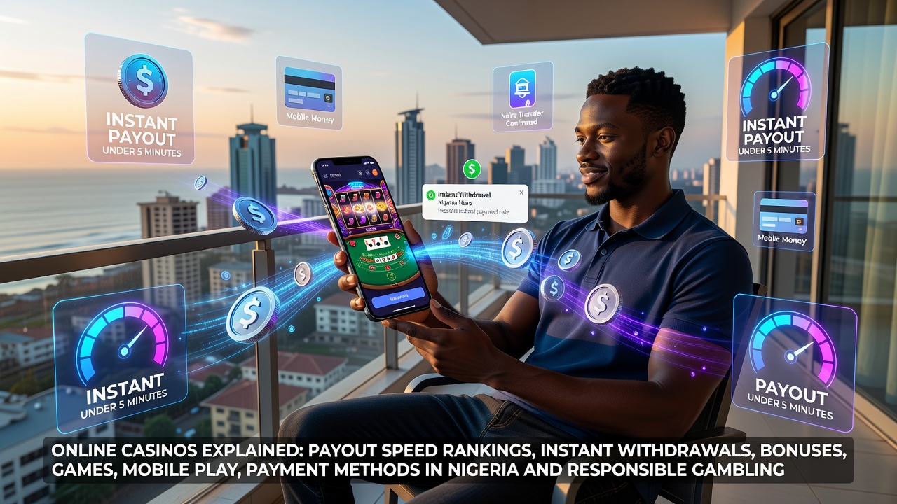 Online Casinos Explained: Payout Speed Rankings, Instant Withdrawals, Bonuses, Games, Mobile Play, Payment Methods in Nigeria and Responsible Gambling