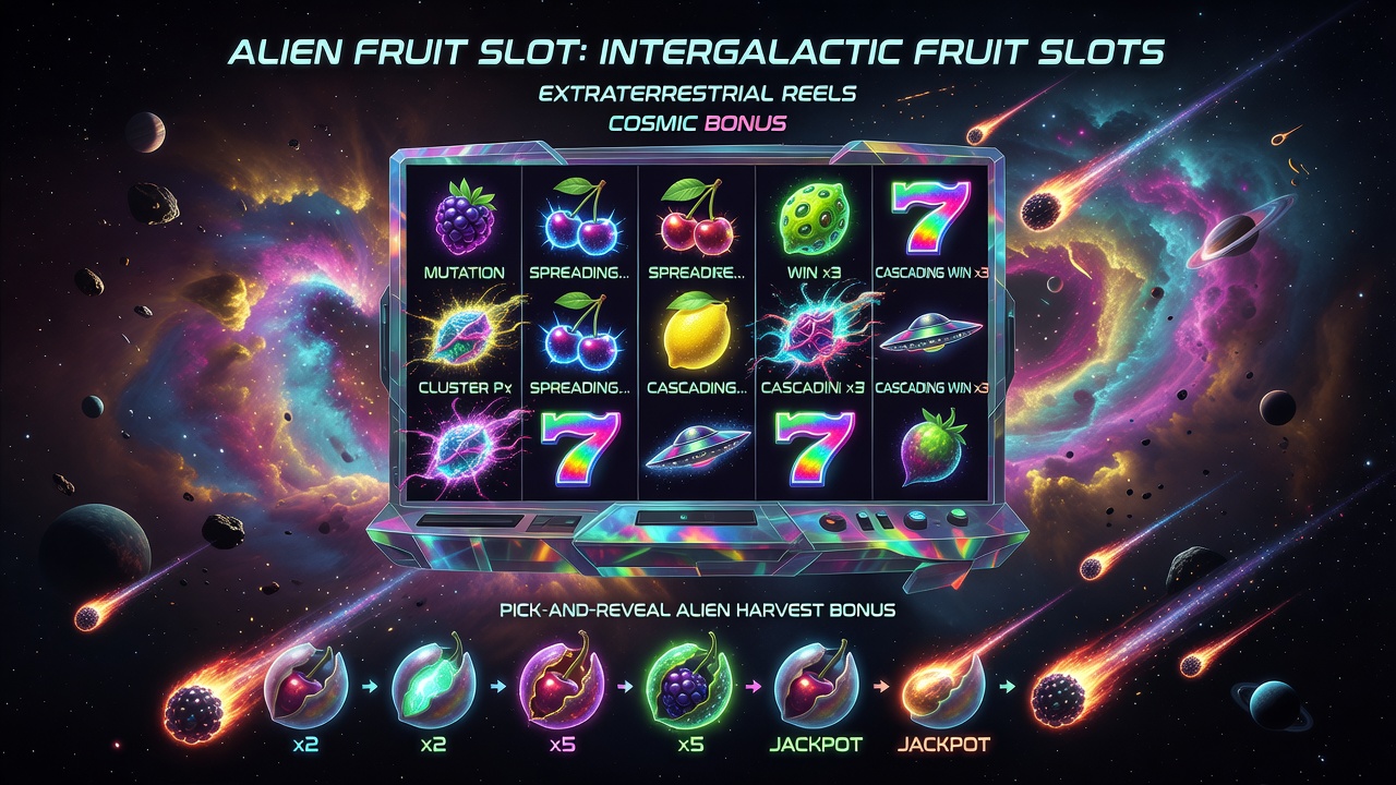 Alien Fruit Slot: Intergalactic Fruit Slots, Extraterrestrial Reels, Cosmic Bonus and Alien Fruits Gameplay